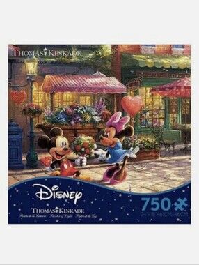 Thomas Kinkade Disney Mickey & Minnie Sweetheart Cafe 750 Piece Puzzle